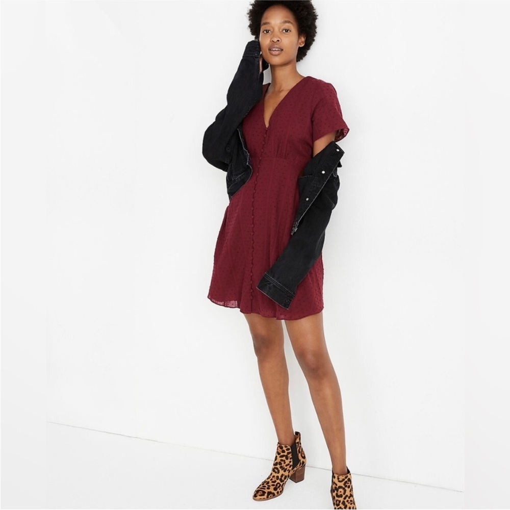Madewell Button Front Swing Dress in Swiss Dot Size 4